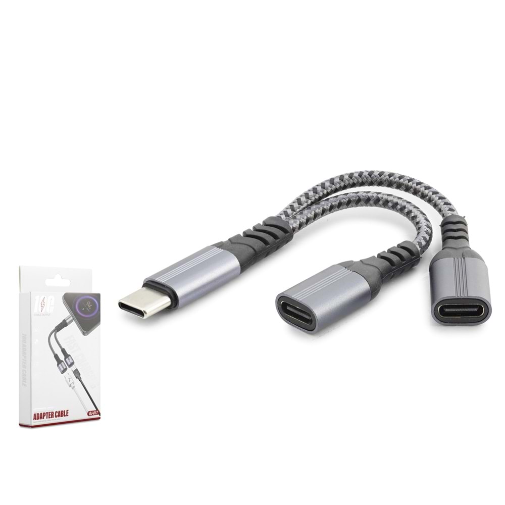 HADRON GJ017 Type-C Şarj ve Ses Ayırıcı Kablo 100W Siyah
