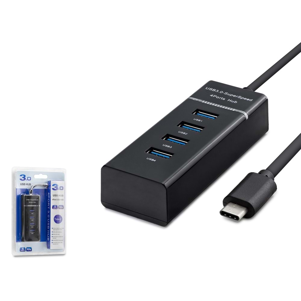 HADRON HD144 Type-C 3.0 Hub 4 Port 5 Gbps Siyah