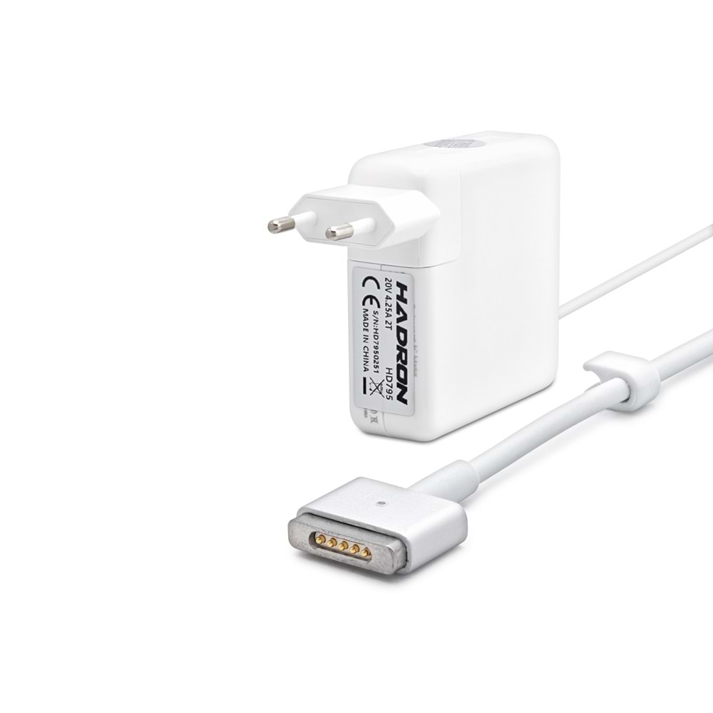 HADRON HD795 Laptop Adaptörü 85W 20V 4.25A T Tip MacBook Beyaz