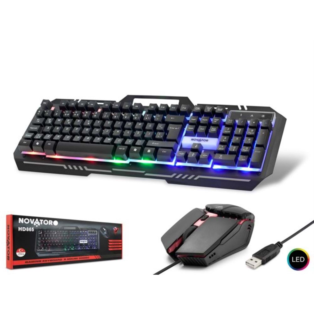 NOVATOR HD865 Gaming Klavye Mouse Seti LED Siyah