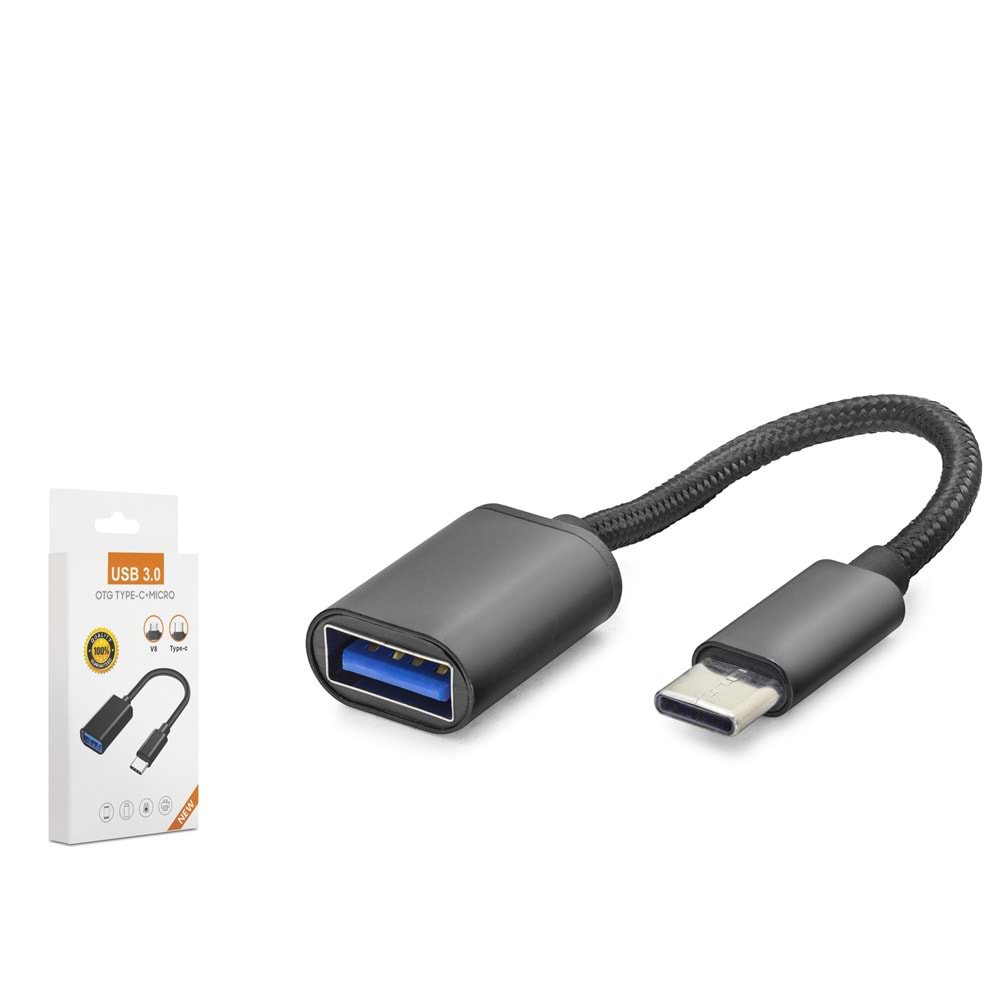 HADRON HDX1001S Type-C to USB 3.0 OTG Dönüştürücü Kablo Siyah