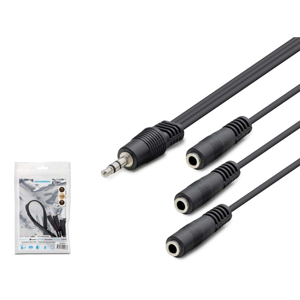 HADRON HDX1023 3.5 mm TRS Kulaklık Çoklayıcı Splitter Kablosu 30 cm Siyah