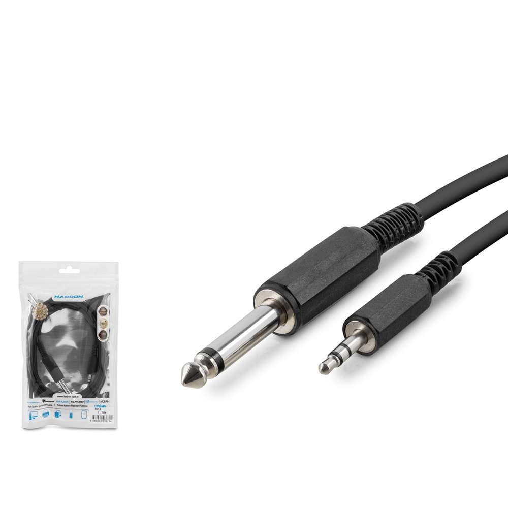 HADRON HDX1055 3.5 mm to 6.35 mm Stereo Jack Kablosu 1.5 m Siyah
