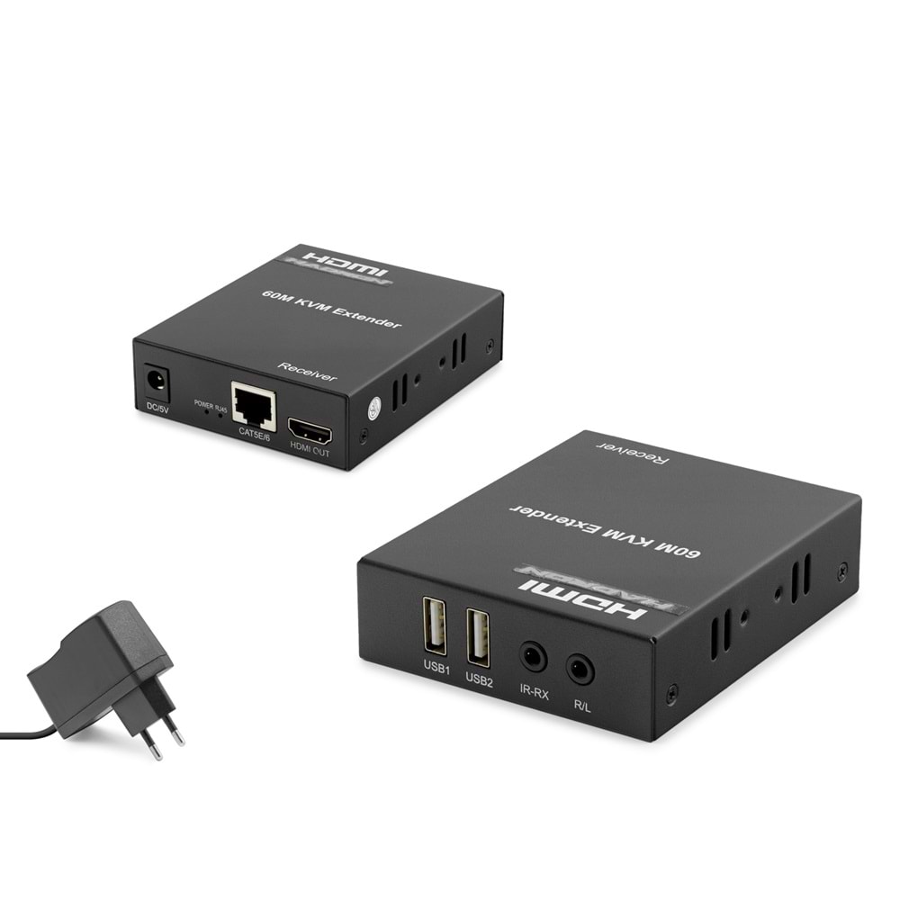 HADRON HDX1345 HDMI KVM Extender IR Ses 1080p 60 Hz 60 m Siyah