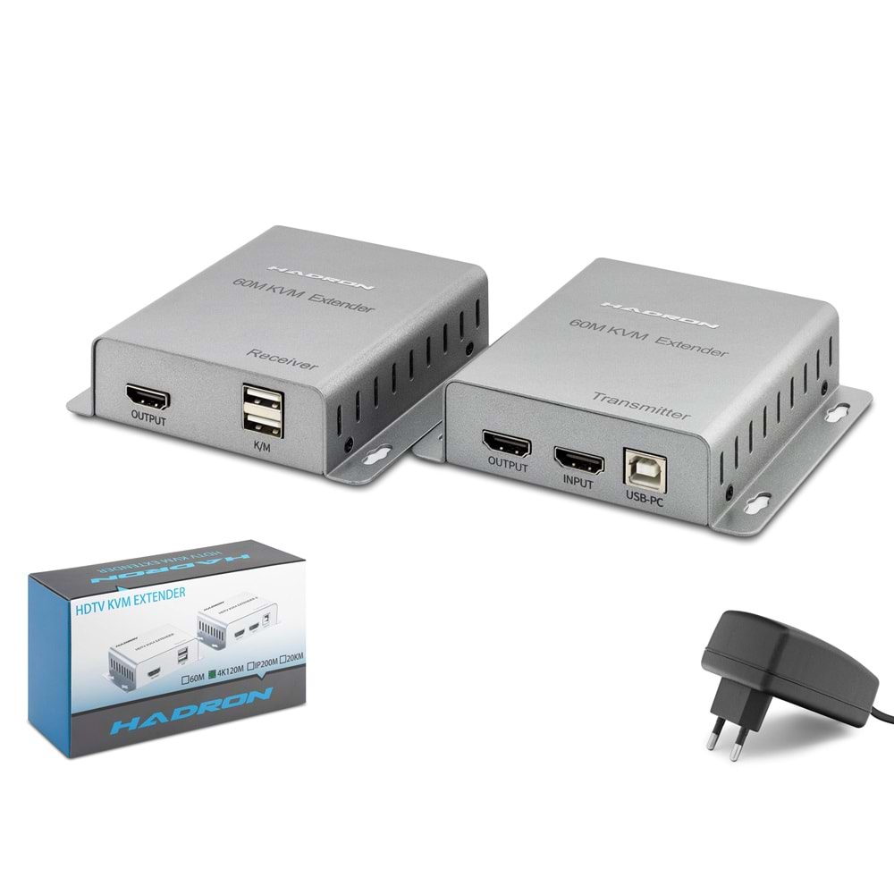 HADRON HDX1355 HDMI KVM Extender Loop Out 1080p 60 Hz 60 m Gri