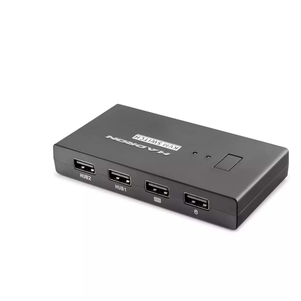 HADRON HDX1373 HDMI KVM Switch 2 USB Hub 2 Console Harici Butonlu KVM Kablo Setli 2 HDMI Port Siyah