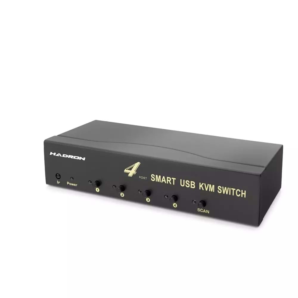 HADRON HDX1381 VGA KVM Switch 2 USB Hub 2 Console Kumandalı 4 VGA Port Siyah