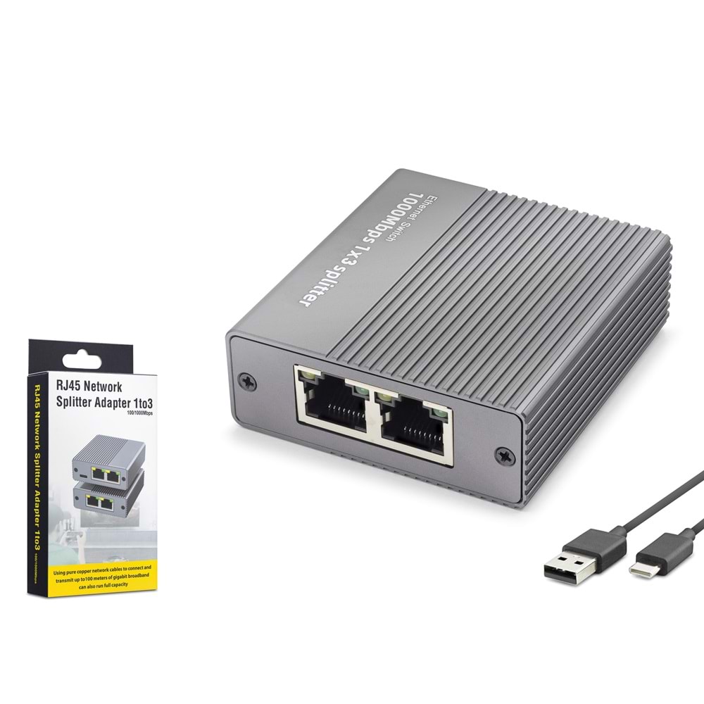 HADRON HDX1413 Gigabit Ethernet Switch 4 Port Type C Güç Girişli Gri