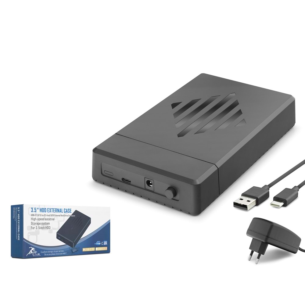 HADRON HDX1794 3.5 İnç SATA HDD Harici Disk Kutusu Type-C USB 2.0 Siyah
