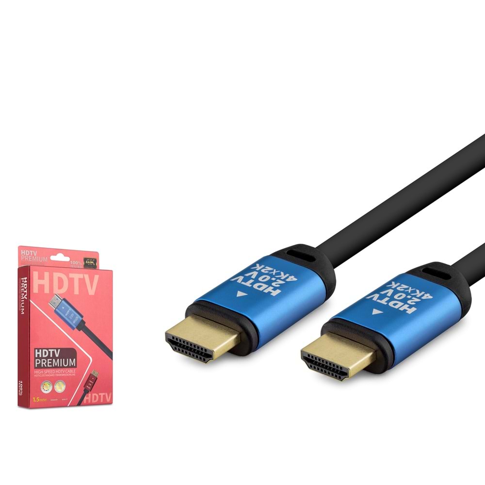 HADRON HDX2037 HDMI 2.0 Kablo 4K 60 Hz OD 8.0 mm 1.5 m Siyah Kırmızı
