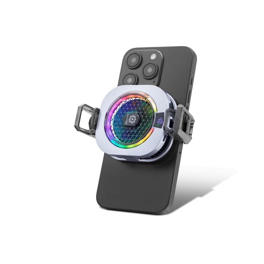 HADRON HDX4385 Manyetik Klipsli Telefon Tablet Soğutucu Fan RGB Isı Göstergeli iPad Uyumlu Gri