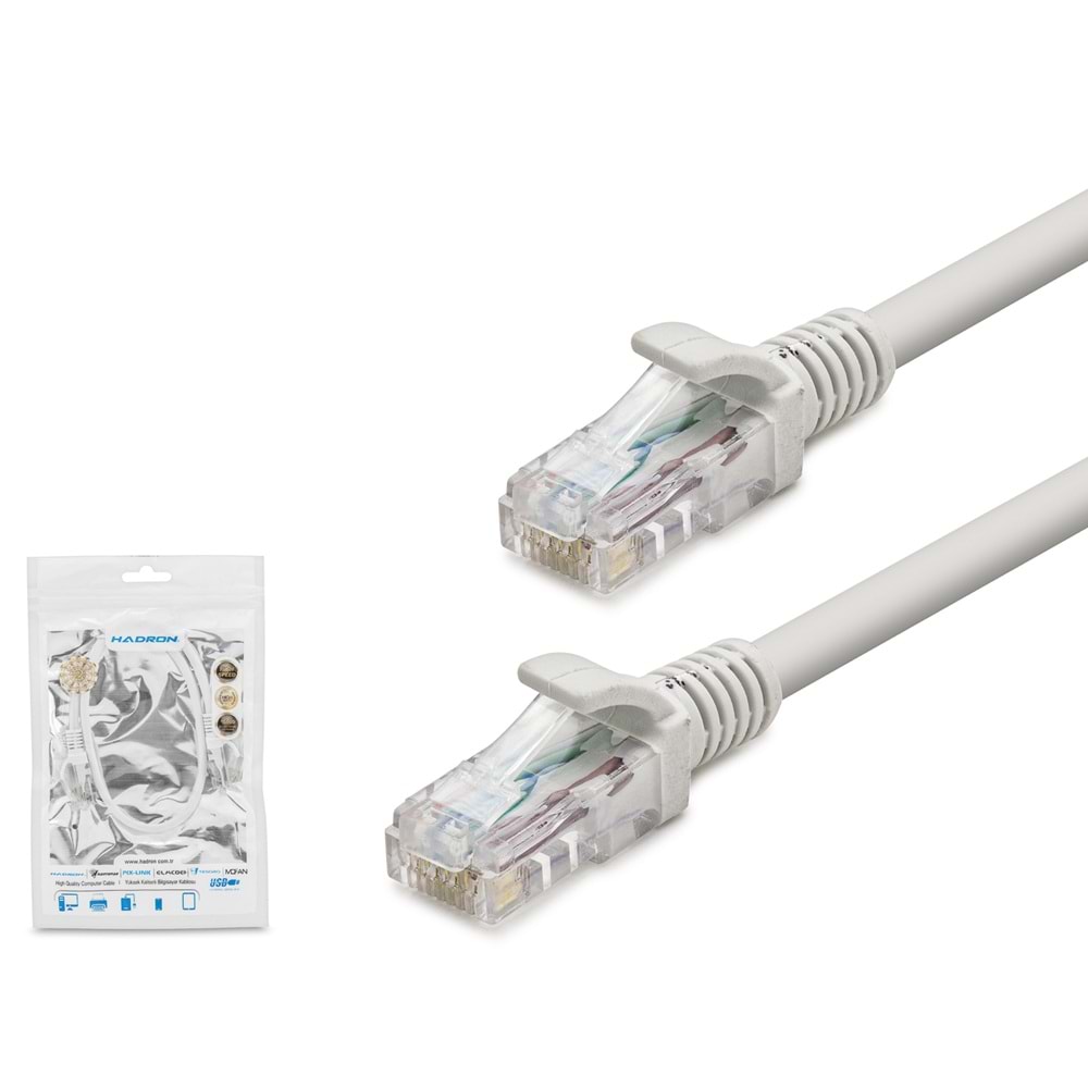 HADRON HDX5027 Cat5 Ethernet Patch Kablosu 100 Mbps 100 MHz 50 cm Beyaz