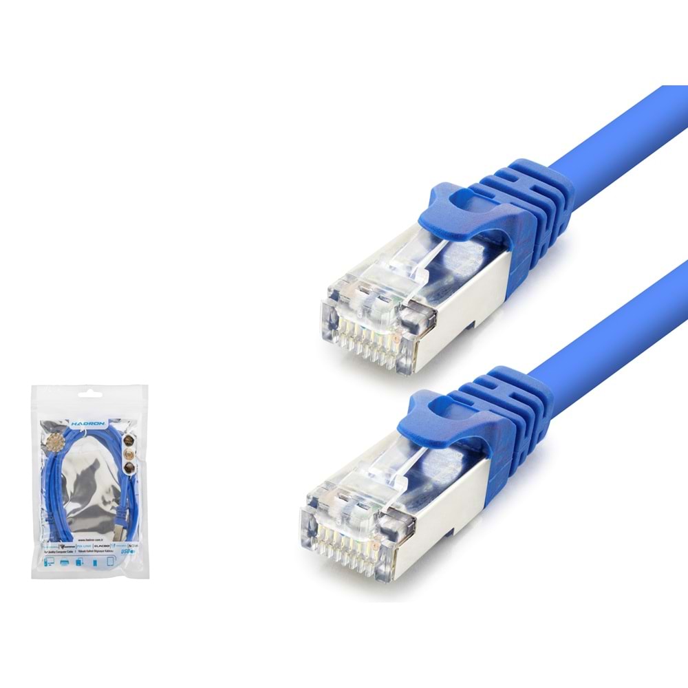 HADRON HDX5099 Cat7 Ethernet Patch Kablosu 10 Gbps 600 MHz 1 m Mavi