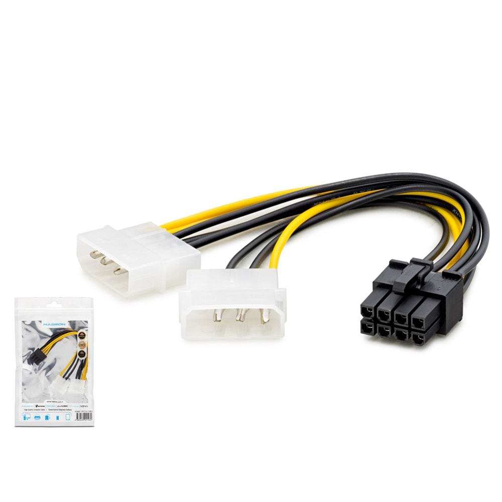 HADRON HDX5504 Molex to 8 Pin Ekran Kartı Power Kablosu Siyah