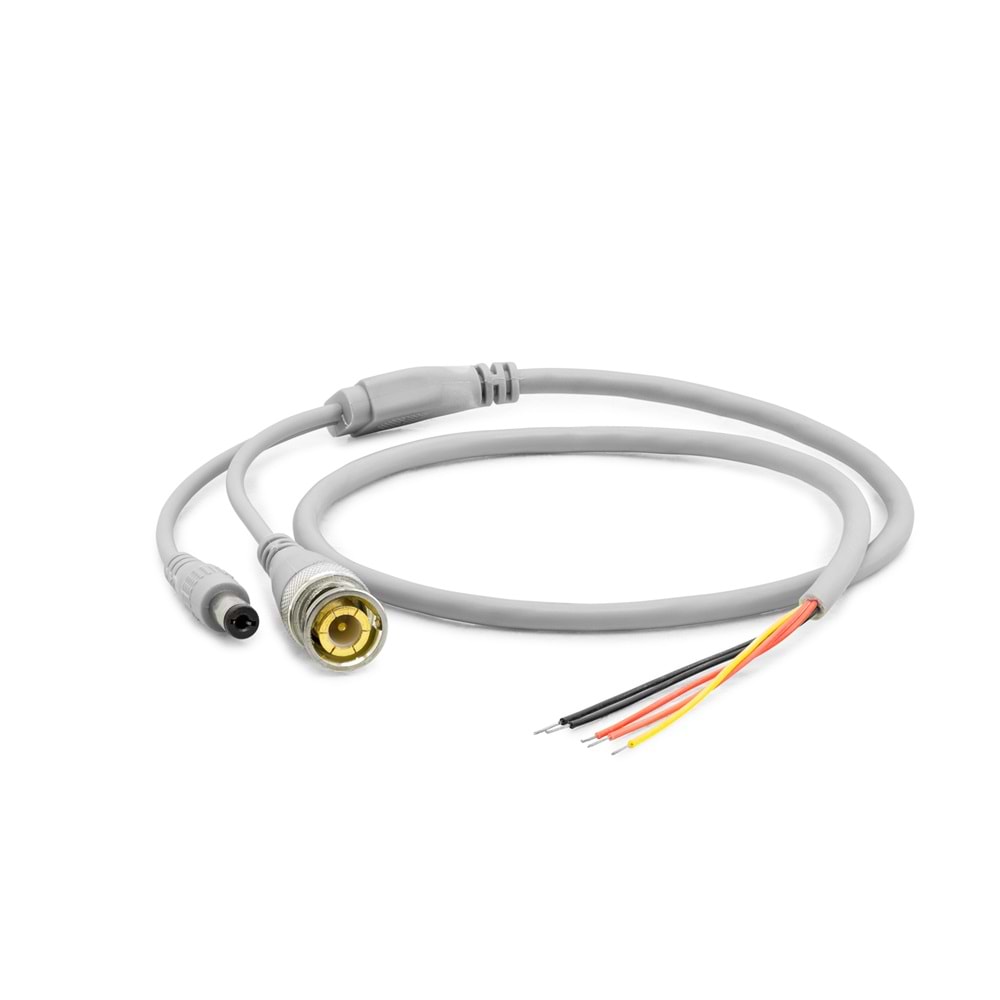 HADRON HDX5530-50 BNC ve DC Power Jack Kablosu 5.5x2.5 mm 60 cm 50 Adet Paket Beyaz