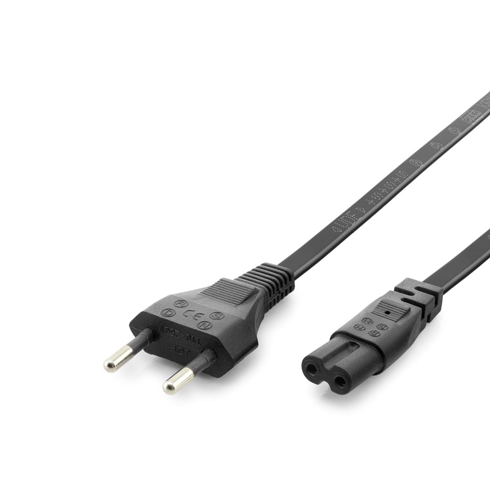 HADRON HDX5569 Teyp Güç Kablosu 2 Pin 1 mm 500W C7 Figure 8 Uzun Soket 1.5 m Siyah