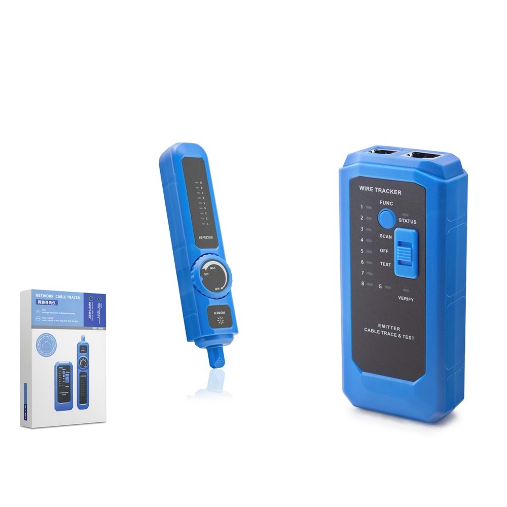 HADRON HDX6526 Network Cable Tracer Kablo Bulucu ve Network Test Cihazı RJ11 RJ45 Mavi