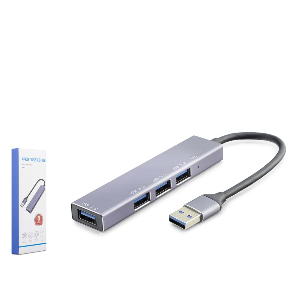 HADRON HDX7042 USB 3.0 Hub 4 Port 5 Gbps Gri