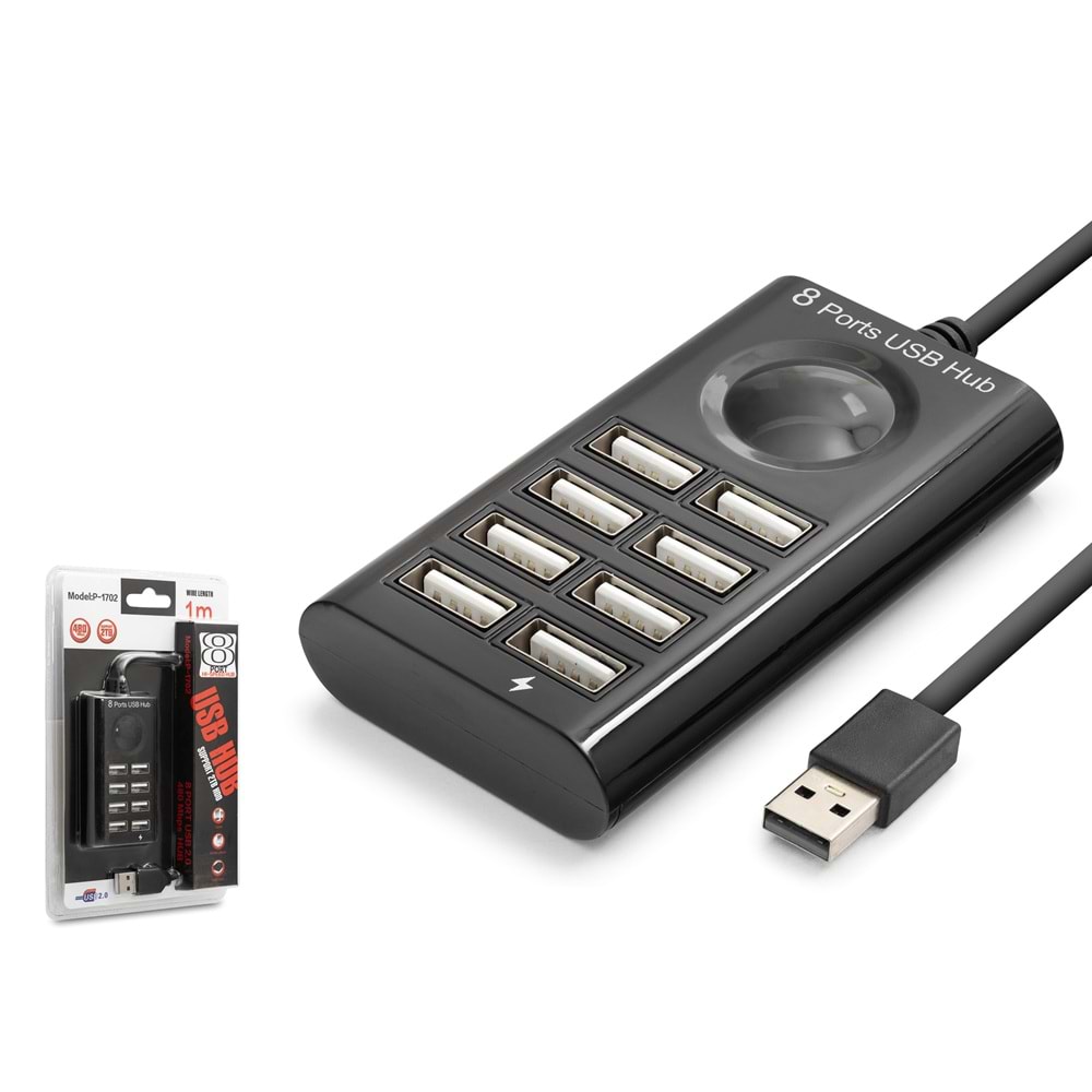 HADRON HDX7052 USB Hub 8 Port 480 Mbps 1 m Siyah
