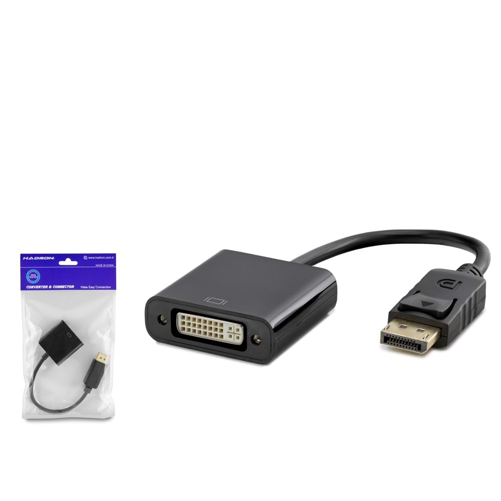 HADRON HDX7772 DisplayPort to DVI Görüntü Dönüştürücü 1080p Siyah