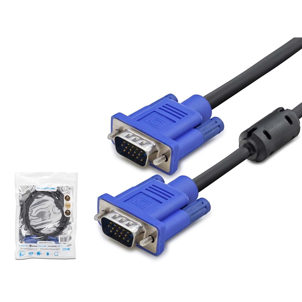 HADRON HDX7786 VGA Kablo OD 8.0 mm 20 m Siyah Mavi
