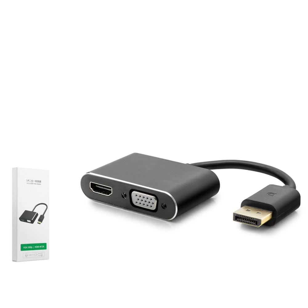 HADRON HDX7822 DisplayPort to HDMI VGA Görüntü Dönüştürücü 4K 30 Hz 1080p 22 cm Siyah