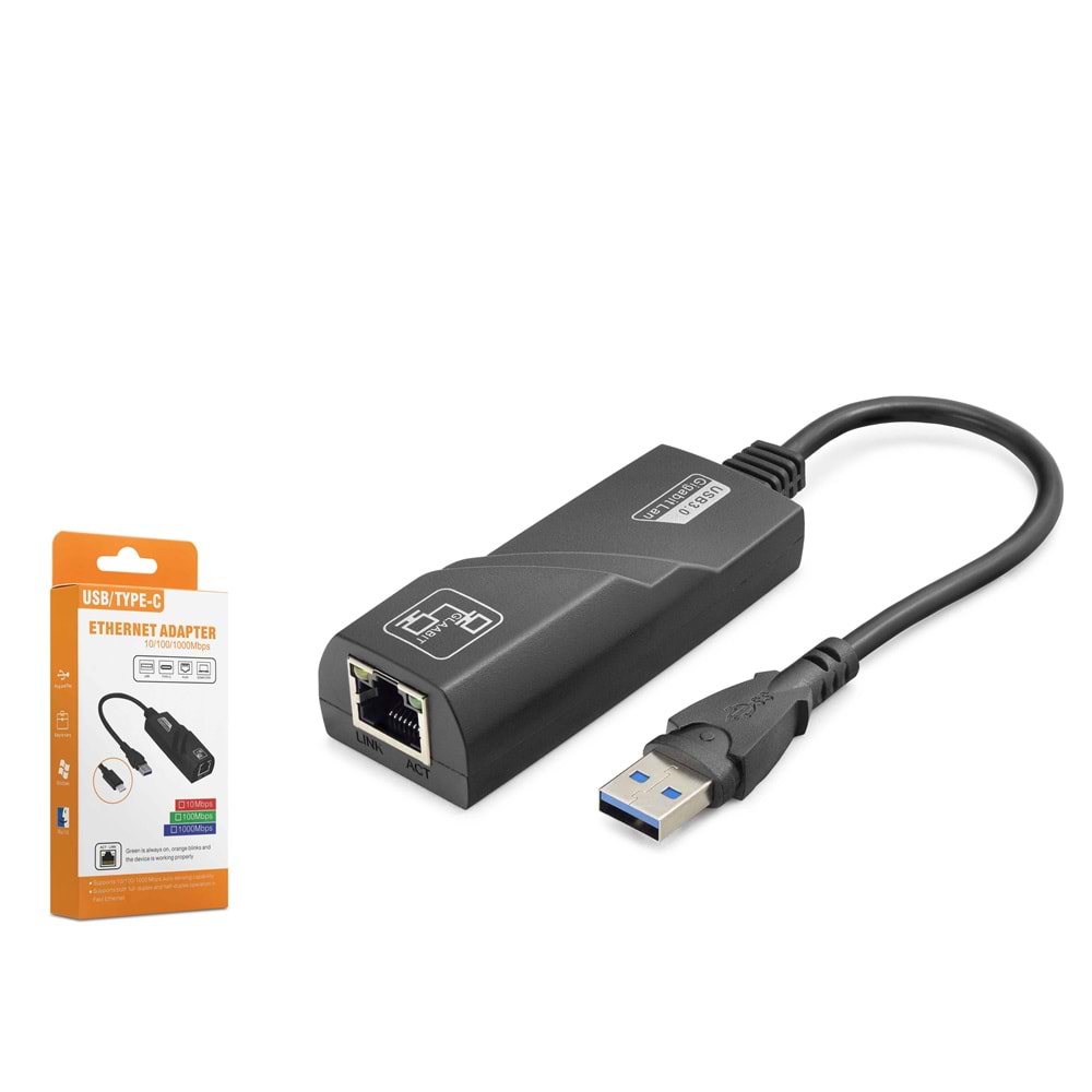 HADRON HDX7864 USB 3.0 Ethernet Adaptör Gigabit Siyah