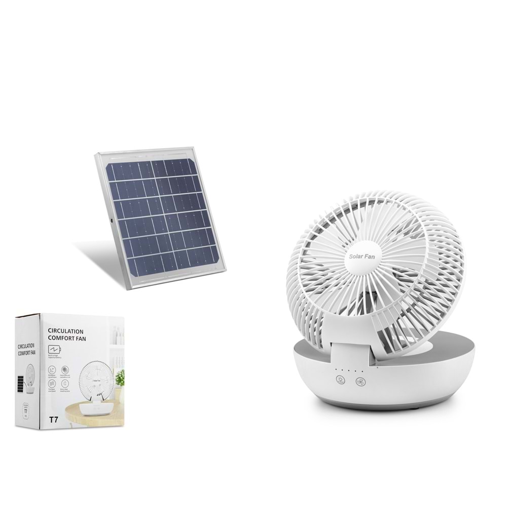 HADRON HST7 Solar Vantilatör 19 cm Beyaz