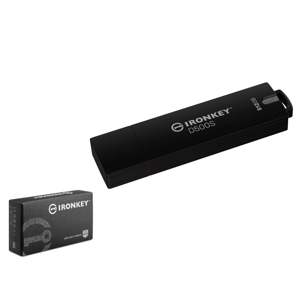KINGSTON IKD500S 512 GB USB 3.2 Gen 1 IronKey D500S Flash Bellek Siyah