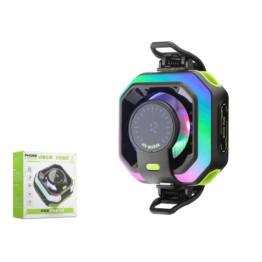 HADRON JS86 Manyetik Telefon Soğutucu Fan RGB Isı Göstergeli Siyah