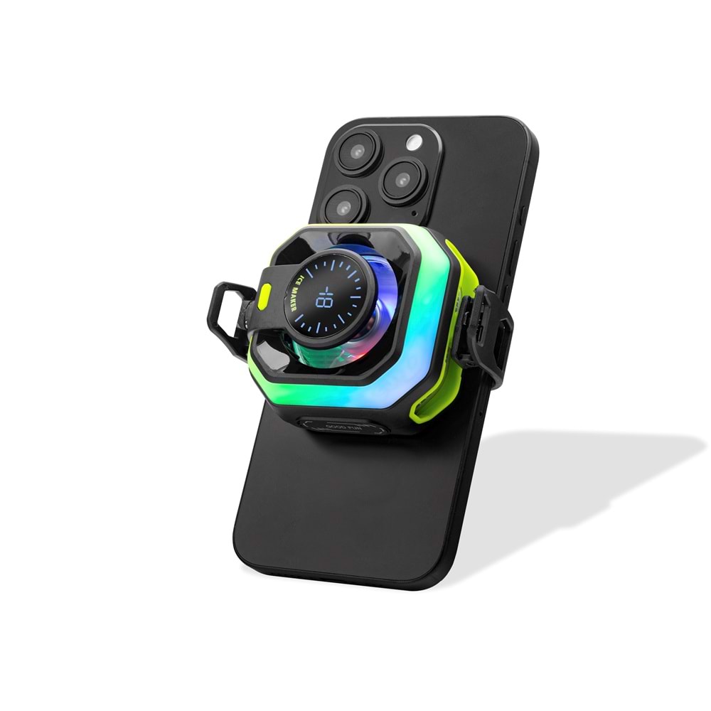 HADRON JS86 Manyetik Telefon Soğutucu Fan RGB Isı Göstergeli Siyah