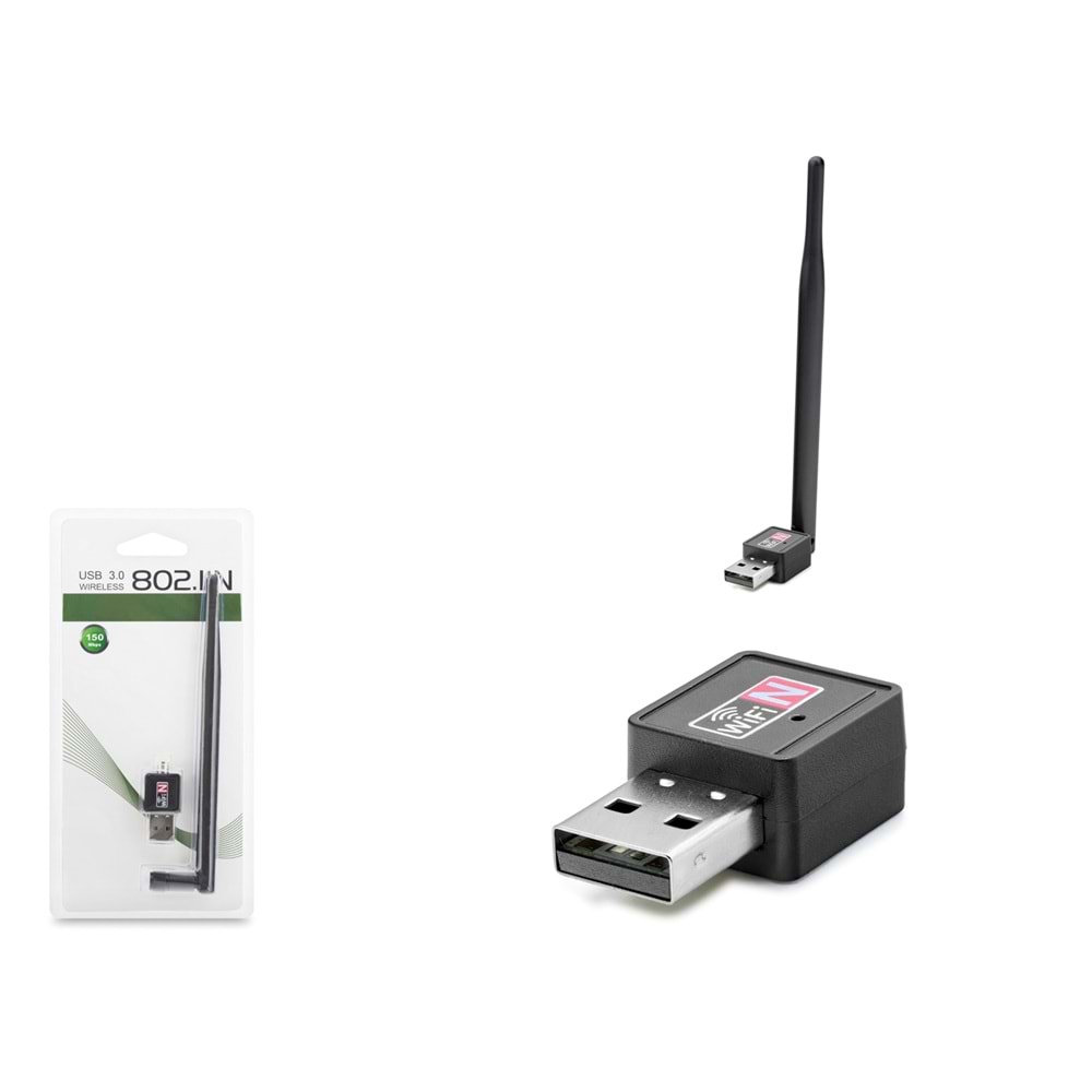 PIXLINK UW02T USB WiFi Adaptörü 150 Mbps 2.4 GHz Siyah