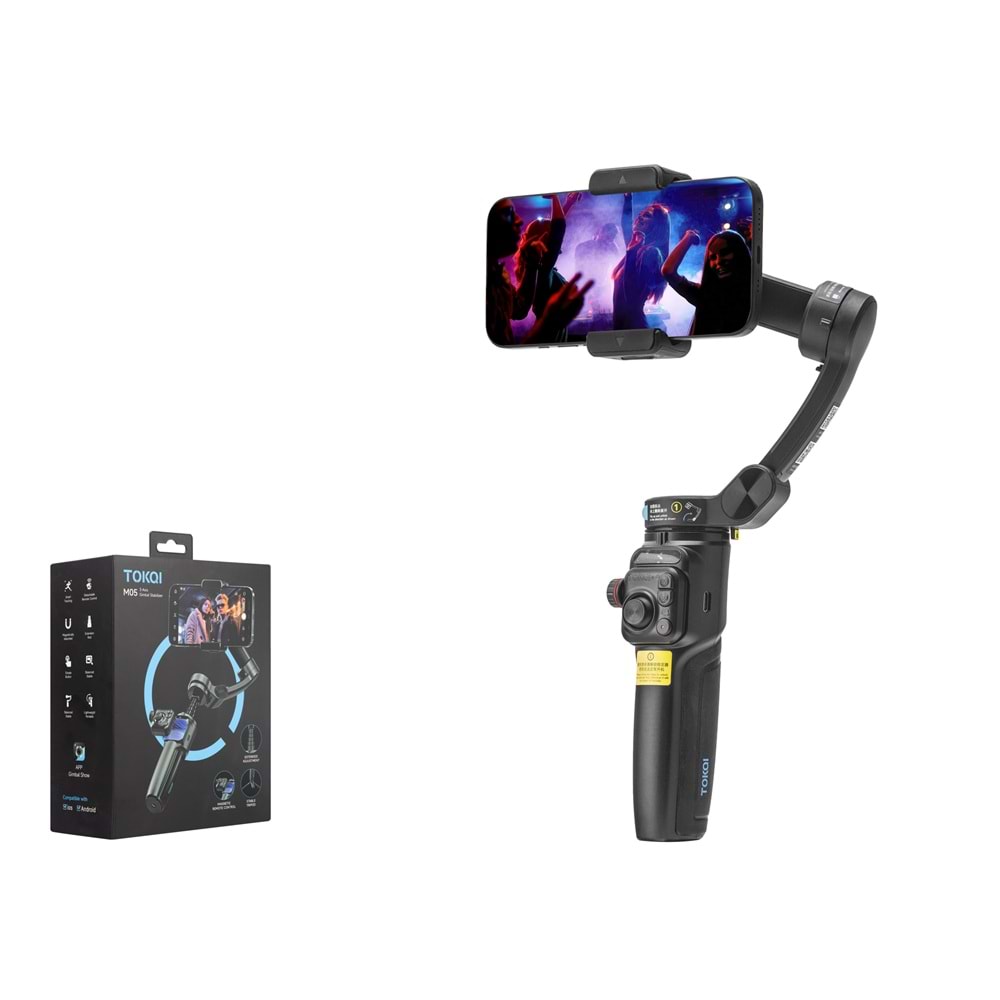 HADRON M05 3 Eksenli Gimbal Selfie Çubuğu AI Takipli Mikrofonlu Bluetooth Tripod Siyah