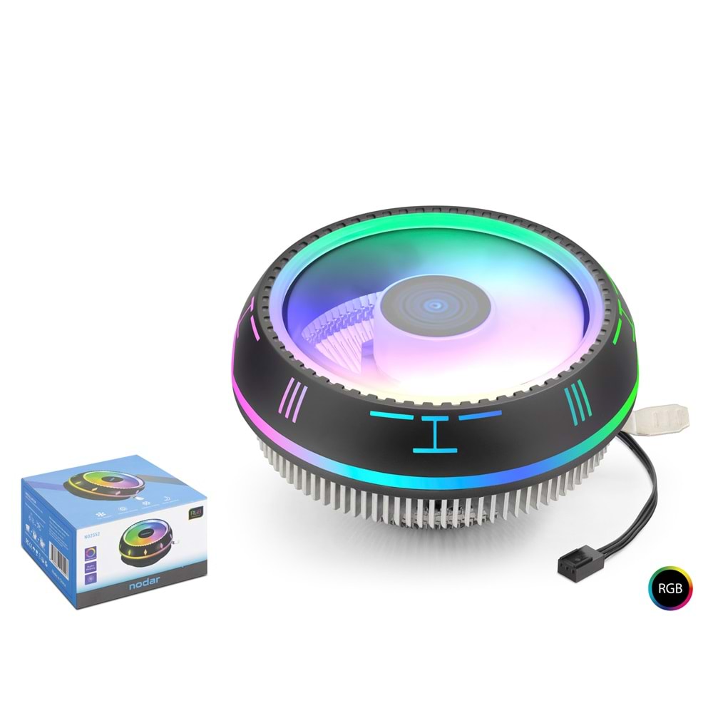 NODAR ND2552 Cool Storm CPU Hava Soğutucusu Combo 90 mm AMD Intel Uyumlu RGB Siyah