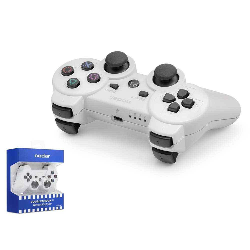 NODAR ND600A Bluetooth GamePad Oyun Kolu PS3 Uyumlu DoubleShock III Beyaz