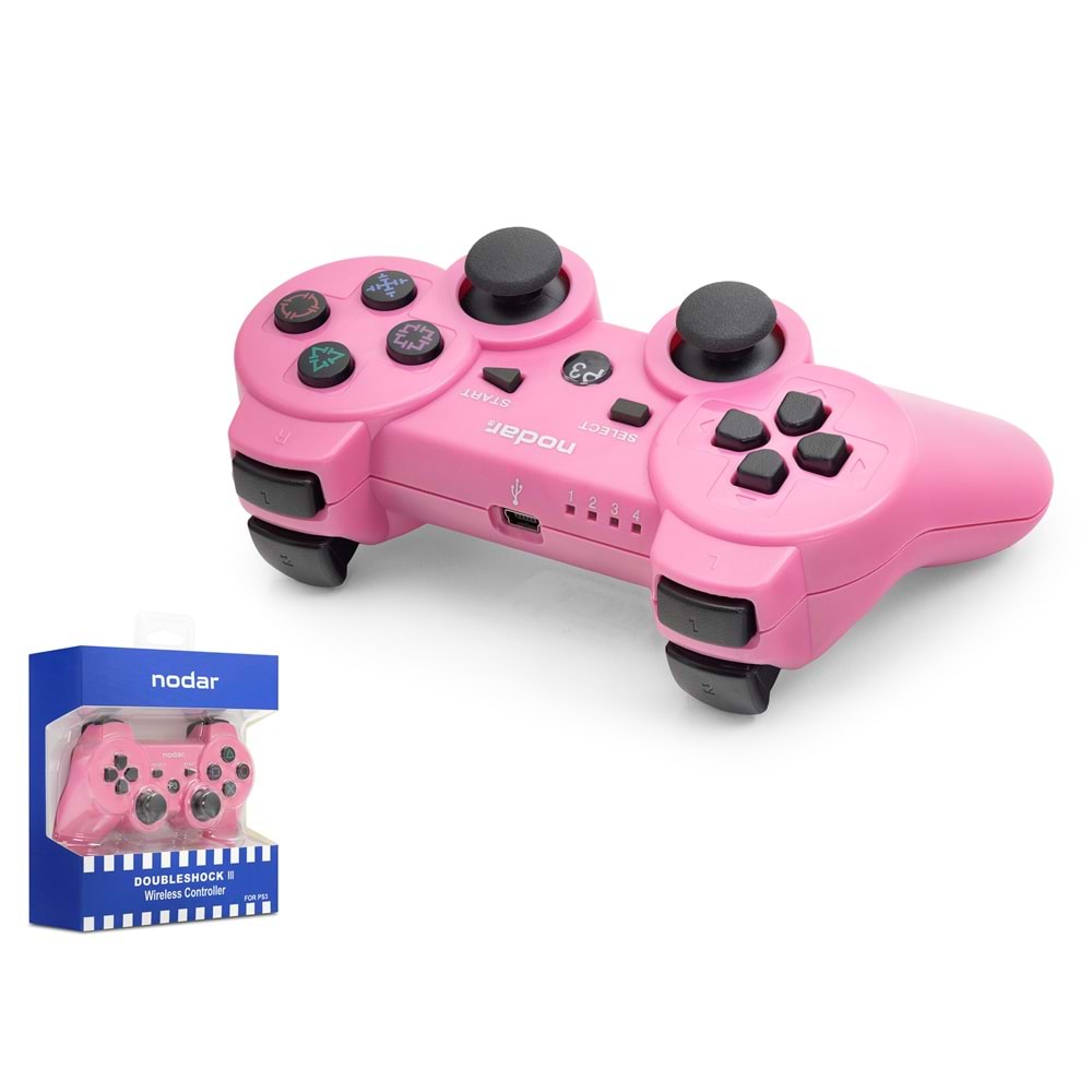 NODAR ND600D Bluetooth GamePad Oyun Kolu PS3 Uyumlu DoubleShock III Pembe