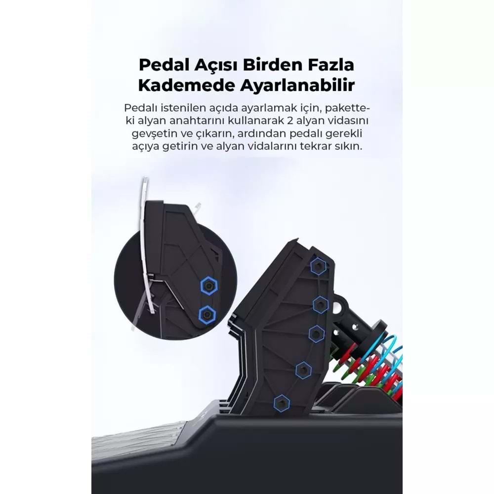 NODAR ND705 PXN V10 Oyuncu Direksiyon Seti 3.2Nm Force Feedback 3 Pedallı PS4 PC Xbox Uyumlu Siyah