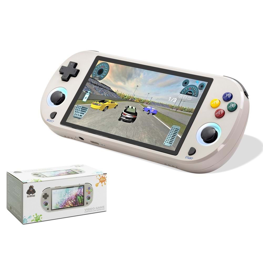NODAR ND757 Retro El Oyun Konsolu 5 İnç Ekranlı Çift Çekirdekli 128 GB RGB Aydınlatmalı Beyaz