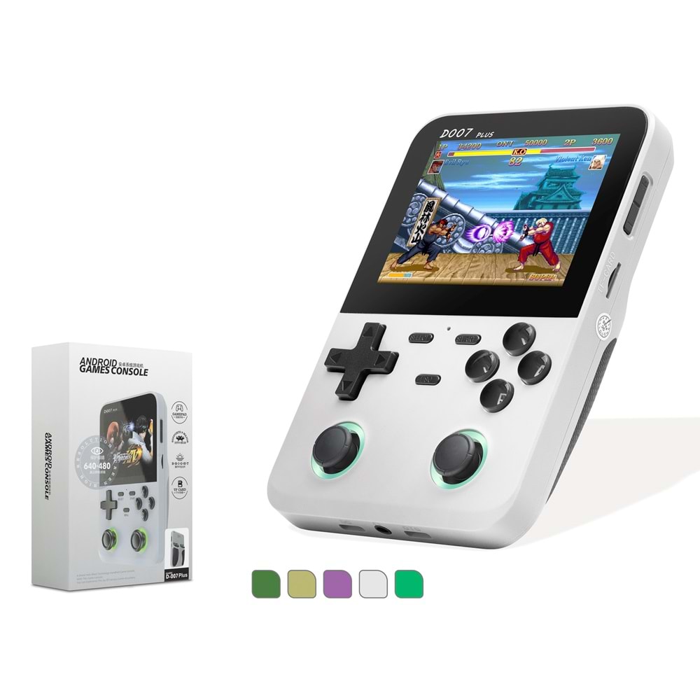 NODAR ND758 Retro El Oyun Konsolu 3.5 İnç IPS Ekranlı 1 GB RAM 128 GB Kart Destekli Beyaz