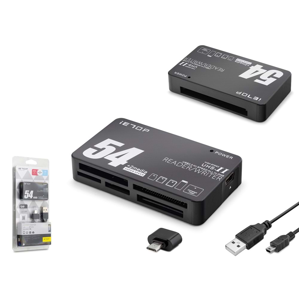 iETOP TC209 USB Type-C All in One Kart Okuyucu SD MicroSD MMC MS 480 Mbps Siyah