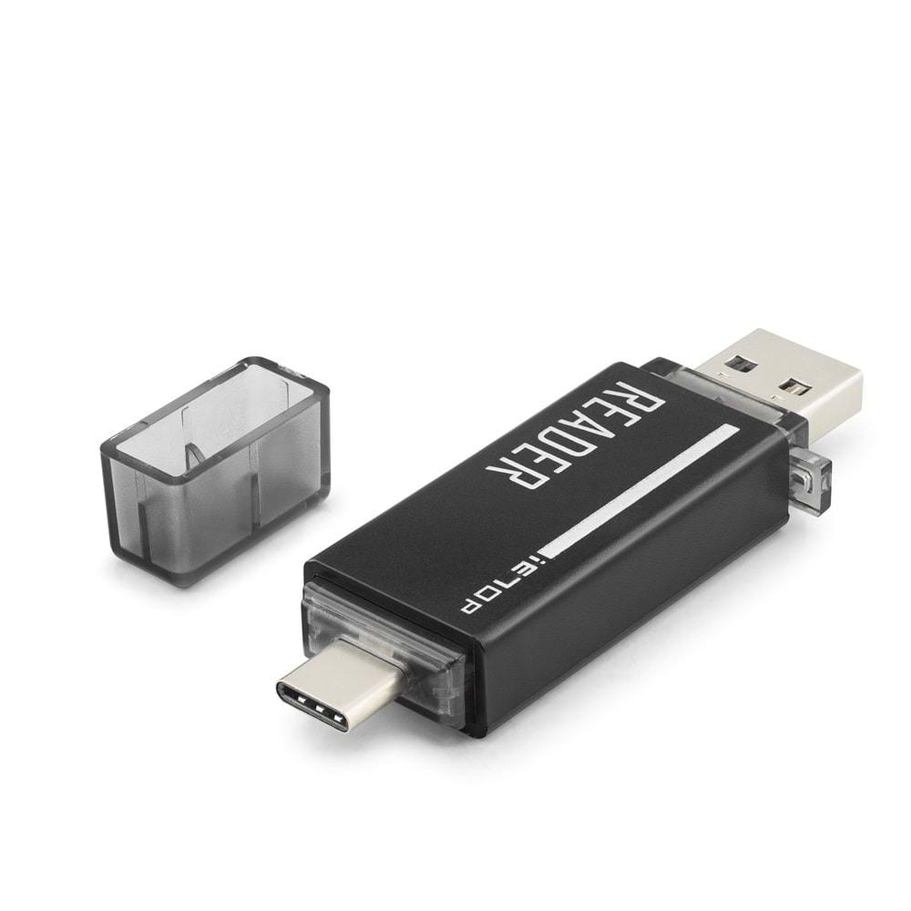 iETOP TC306AC USB Type-C 3.2 Gen1 Kart Okuyucu SD MicroSD 5 Gbps Siyah