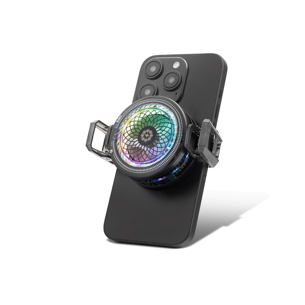 HADRON TH29 Klipsli Telefon Soğutucu Fan RGB Isı Göstergeli Siyah