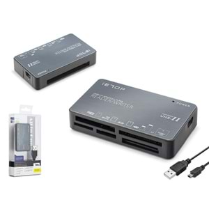 iETOP C208 USB All in One Kart Okuyucu CF SD MicroSD MS UHS-II 480 Mbps Alüminyum Gri