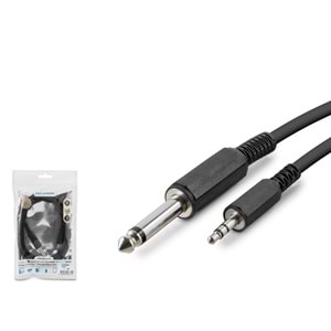 HADRON HDX1055 3.5 mm to 6.35 mm Stereo Jack Kablosu 1.5 m Siyah
