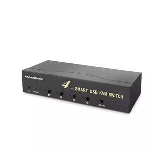 HADRON HDX1381 VGA KVM Switch 2 USB Hub 2 Console Kumandalı 4 VGA Port Siyah