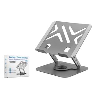 HADRON HDX8017 Laptop ve Tablet Standı 360° Döner Karbon Çelik Silikon Kaymaz 13-17.3 İnç Gri
