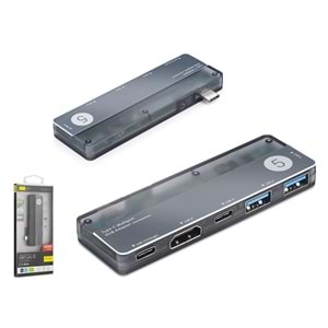 iETOP TUH353 Type-C 3.1 Gen1 Combo Hub PD HDMI 4K 5 Port 5 Gbps Alüminyum Gri