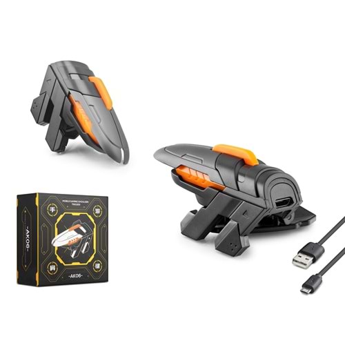 HADRON AK06-1 Mobil Oyun Kontrol Aparatı 4 Turbo Butonlu Şarjlı Siyah Turuncu