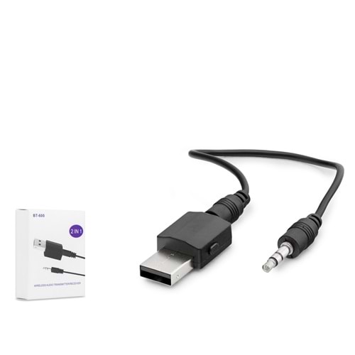 HADRON BT600 Bluetooth Ses Alıcı Verici Adaptör USB Dahili 3.5 mm AUX Kablolu Siyah
