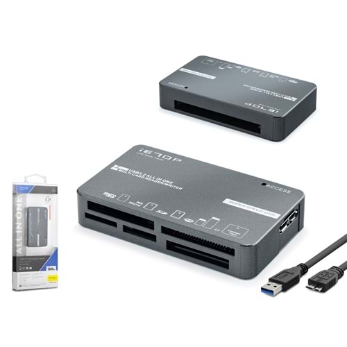 iETOP C308 USB 3.2 Gen1 All in One Kart Okuyucu CF SD MicroSD MS XD 5 Gbps Siyah